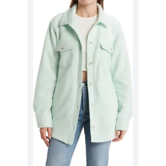 Thread & Supply Shirt Jacket Polar Fleece Button Front Mint Green Women's XS NWT - Picture 1 of 10